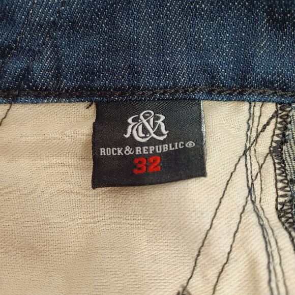 Rock & Republic Neil Tall Men's Buttonfly Relaxed Straight Jeans Size 32x35 - Picture 7 of 13